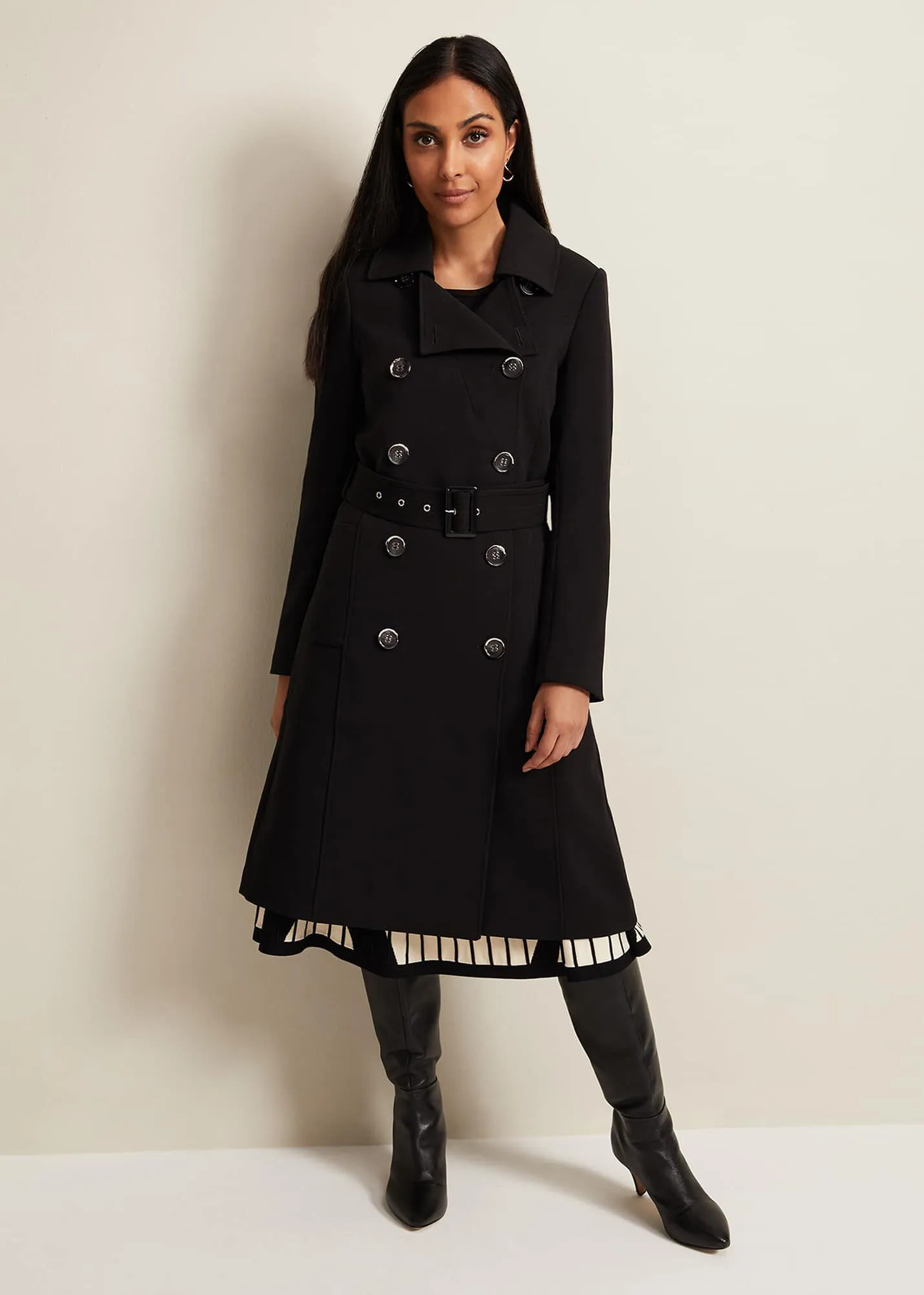 Petite Layana Black Smart Trench Coat