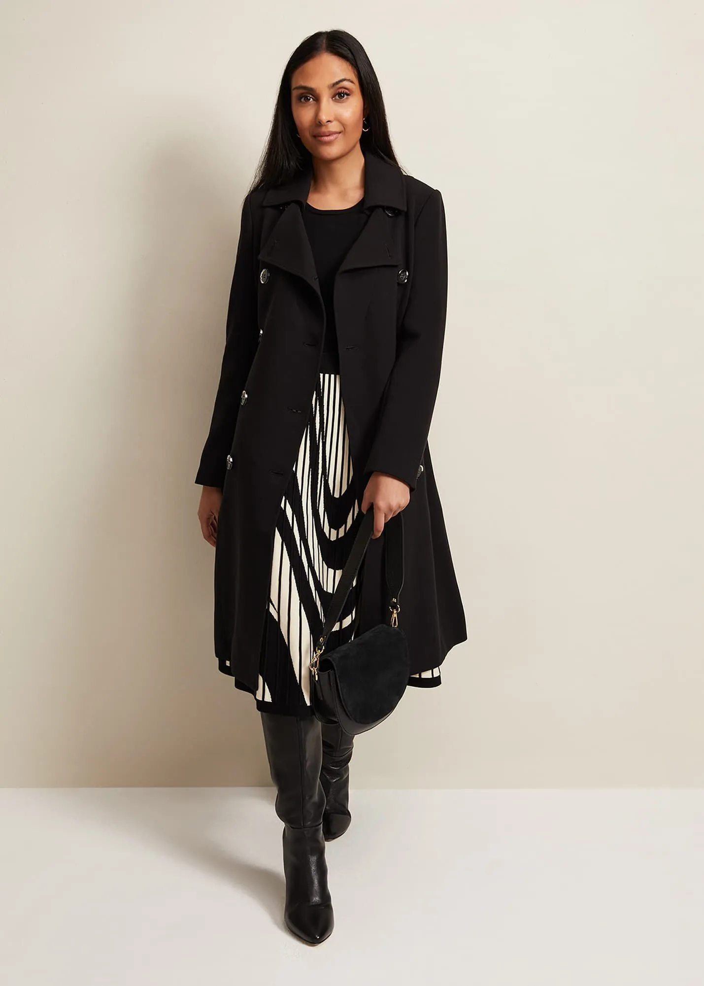 Petite Layana Black Smart Trench Coat