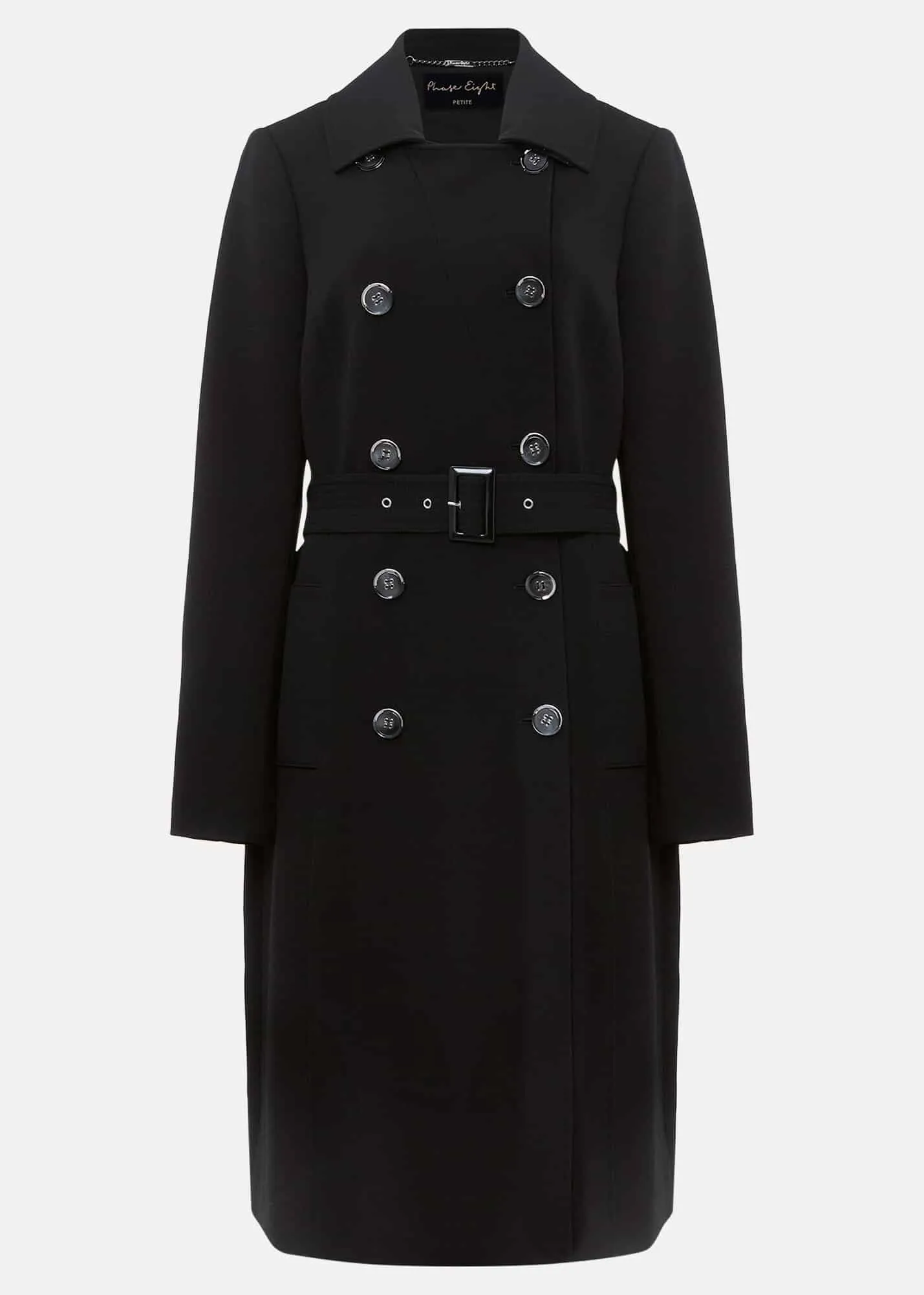 Petite Layana Black Smart Trench Coat