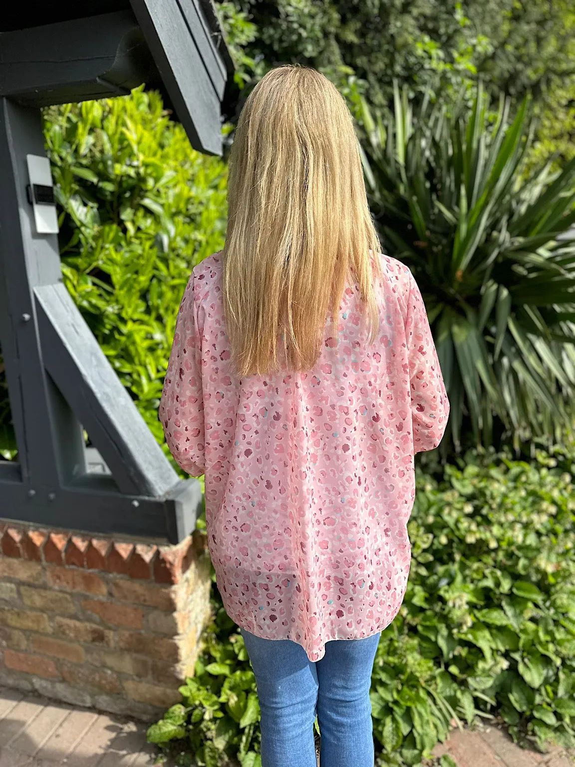 Pink Leopard High Neck Blouse June