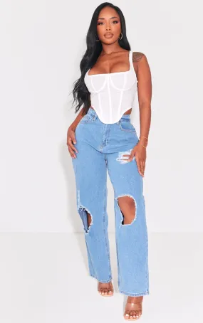 Plt Shape Light Blue Wash High Waist Jeans