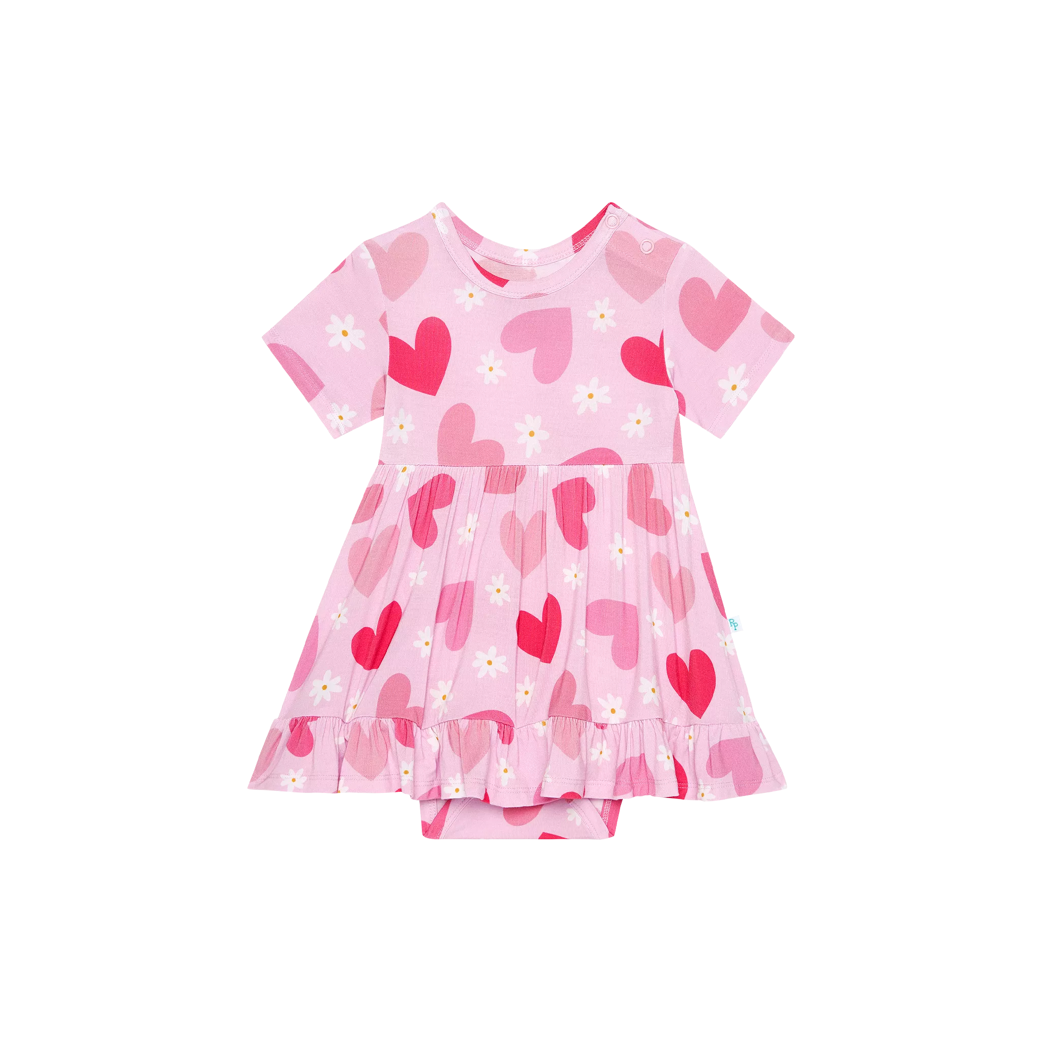 Posh Peanut Daisy Love Short Sleeve Ruffled Bodysuit Dress