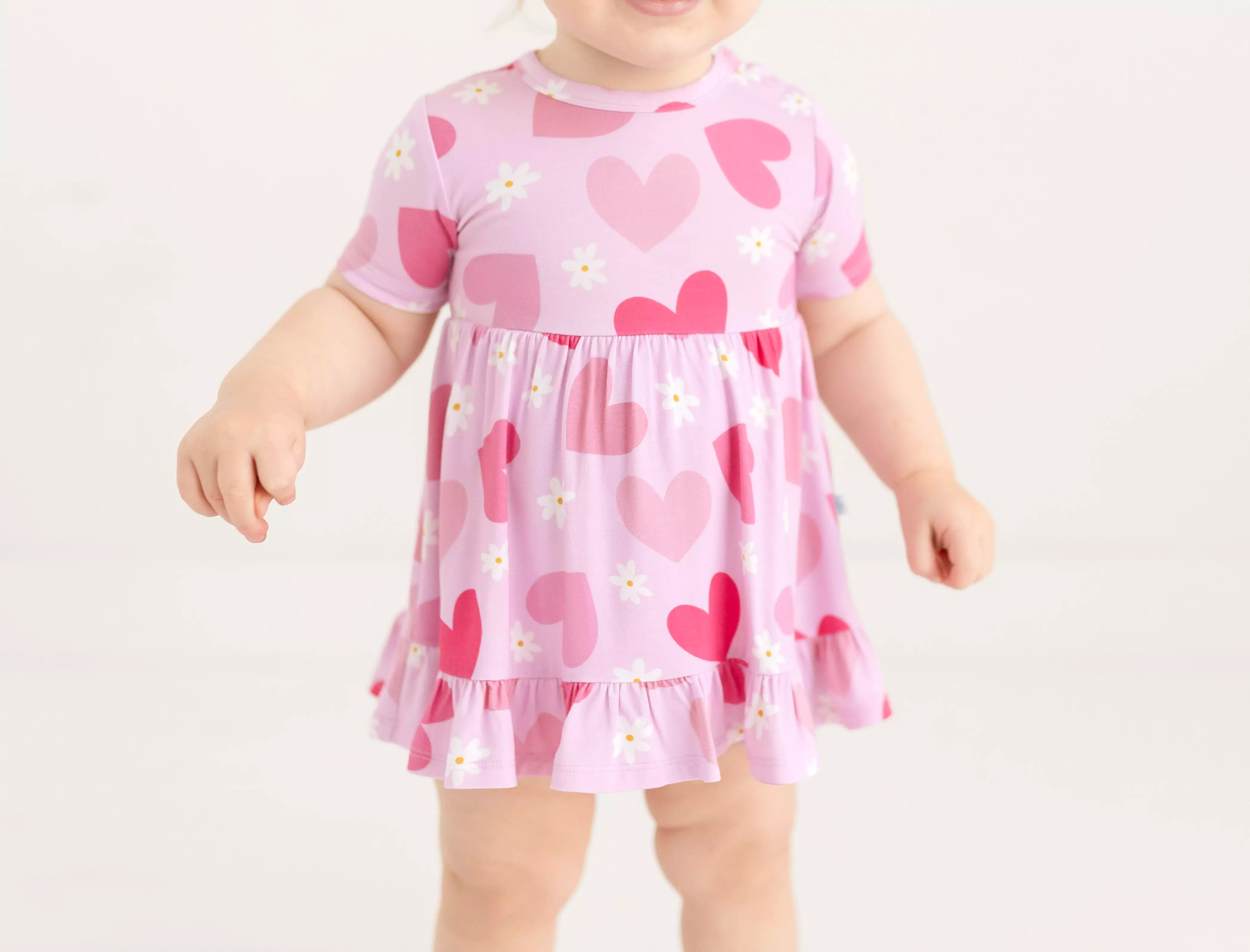 Posh Peanut Daisy Love Short Sleeve Ruffled Bodysuit Dress