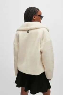 Relaxed-fit jacket in faux fur with stacked logo