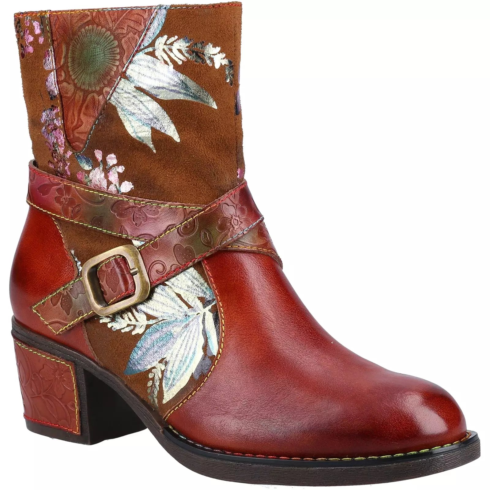 Riva Aisha Womens Floral Leather Ankle Boot