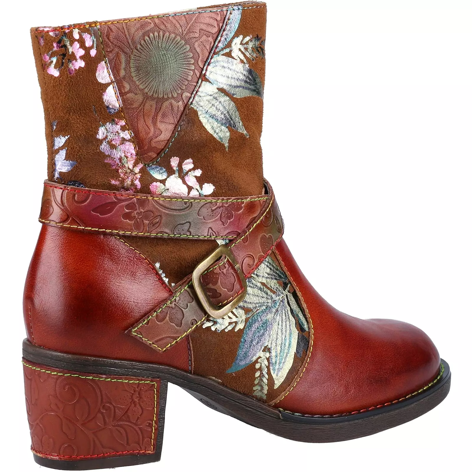 Riva Aisha Womens Floral Leather Ankle Boot