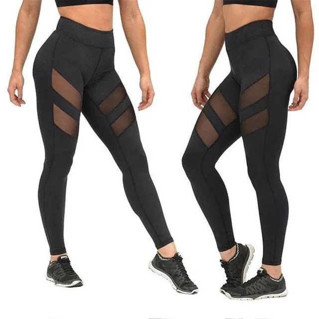 Sexy Leggings Women Patchwork Mesh Black Sweatpants Summer Autumn Fitness Leggings Workout Clothes Spodnie Dresowe Damskie#A131 