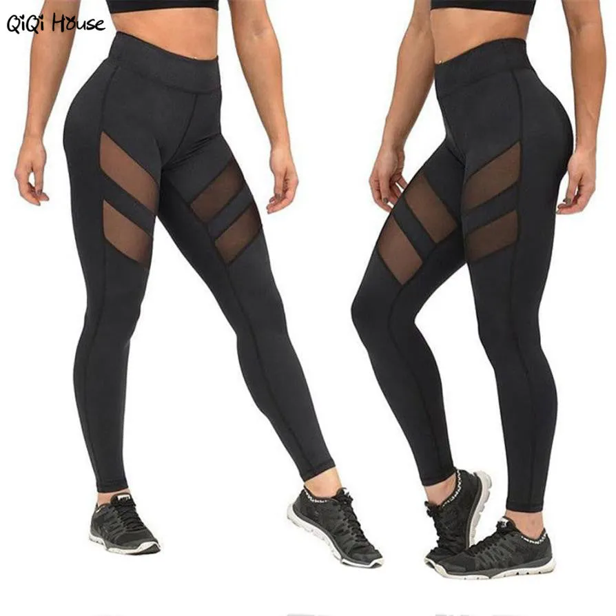 Sexy Leggings Women Patchwork Mesh Black Sweatpants Summer Autumn Fitness Leggings Workout Clothes Spodnie Dresowe Damskie#A131 