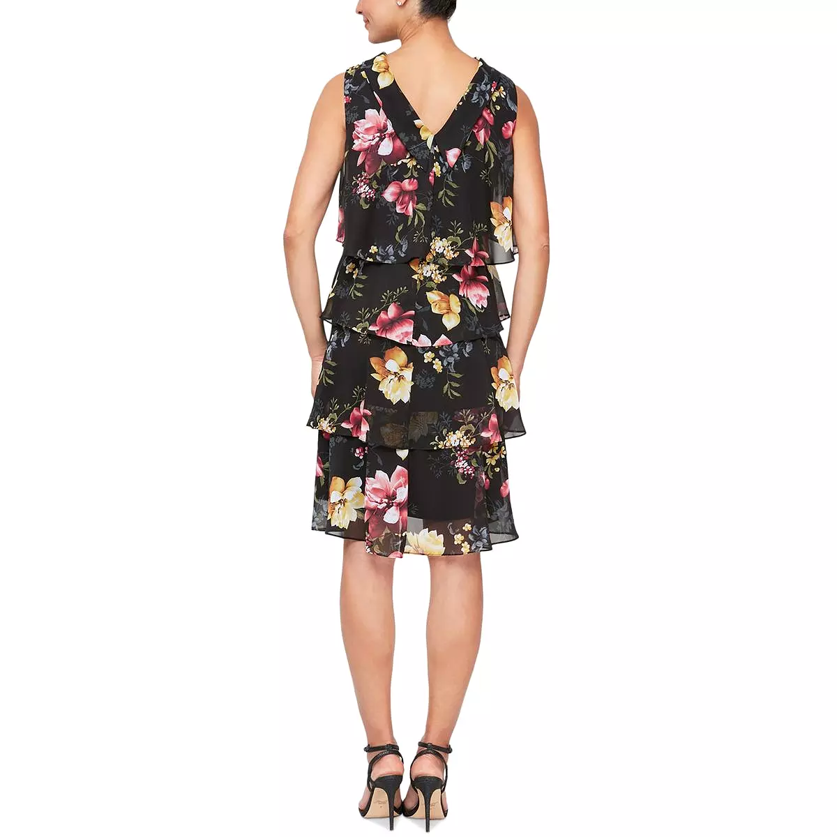 SLNY Womens Floral Knee-Length Fit & Flare Dress