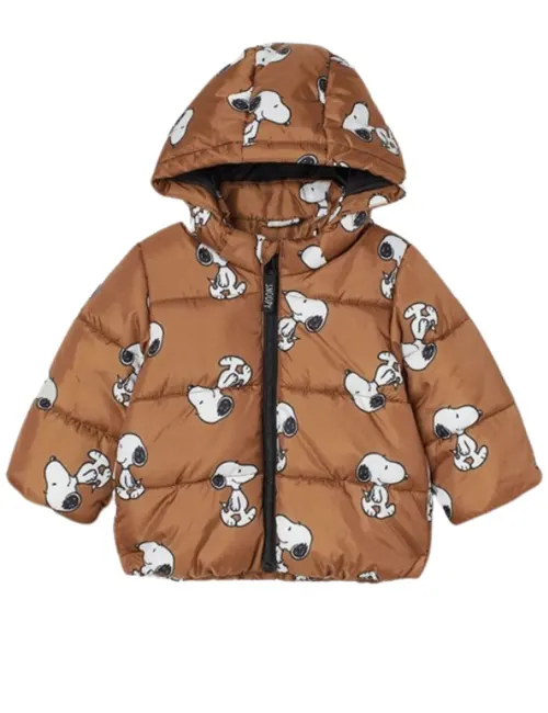 Snoopy Brown Hooded Puffer Jacket - William Jacket