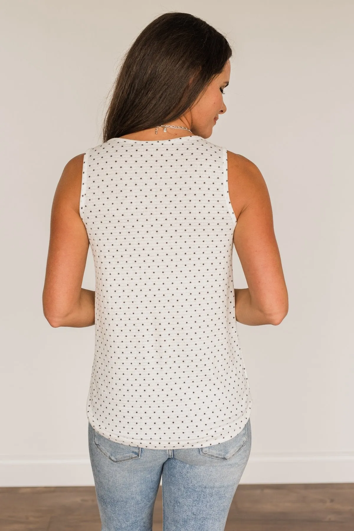 Sparking Stars Knit Tank Top- Ivory