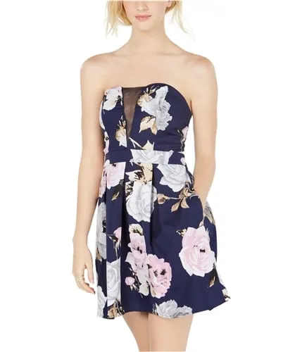 Speechless Womens Floral Strapless Dress