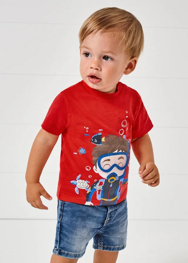 S/s scuba t-shirt for baby boy - Watermelon