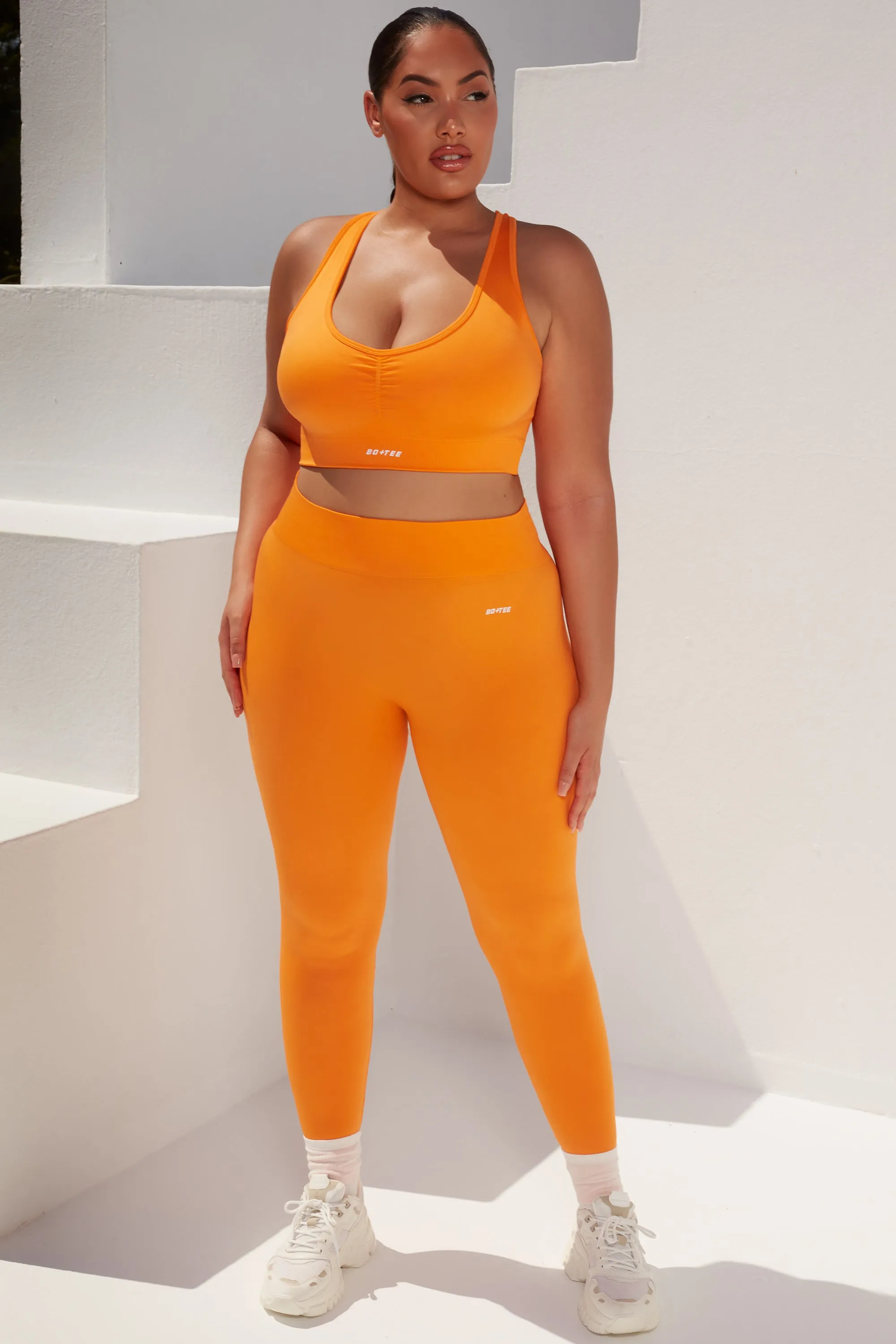 Surge Petite Curved Waist Seamless Leggings in Orange