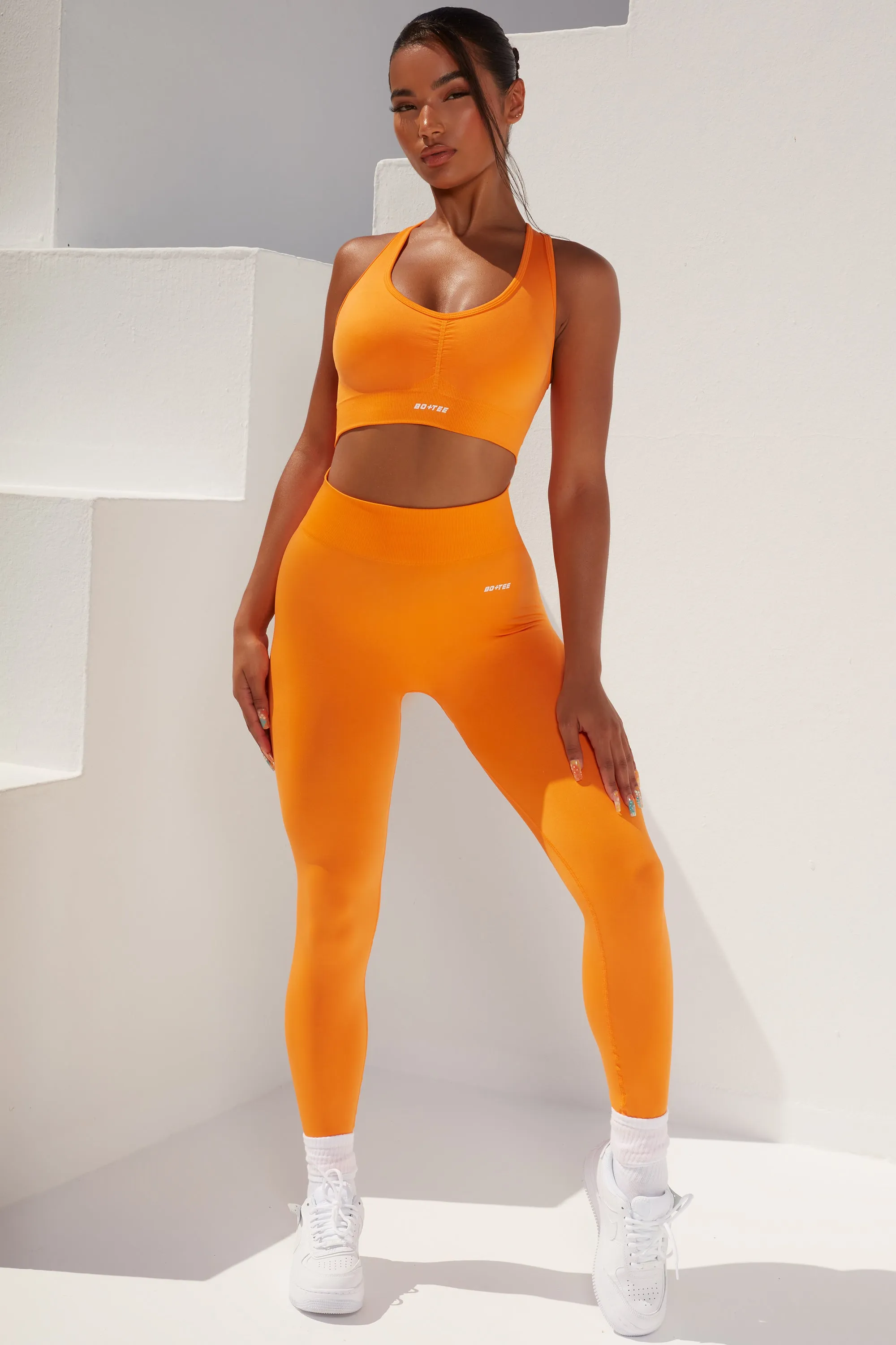 Surge Petite Curved Waist Seamless Leggings in Orange