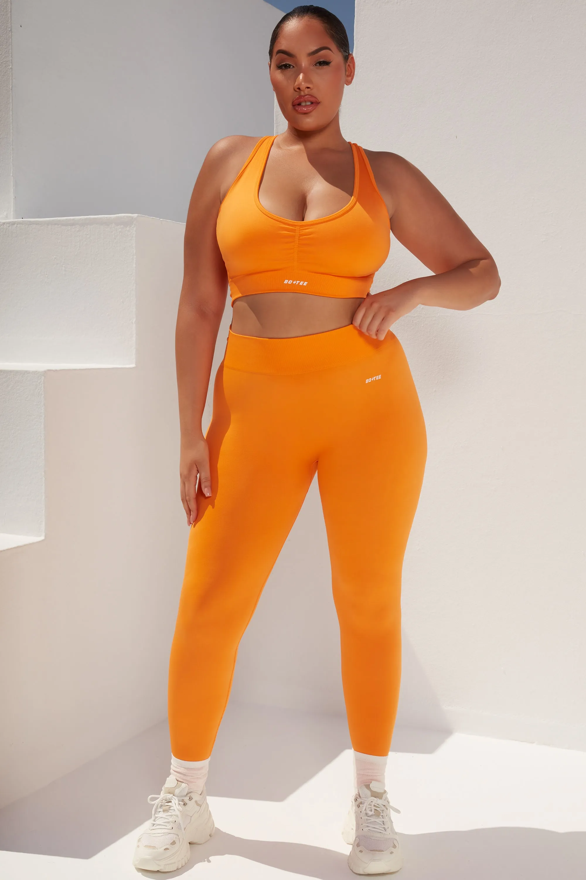 Surge Petite Curved Waist Seamless Leggings in Orange