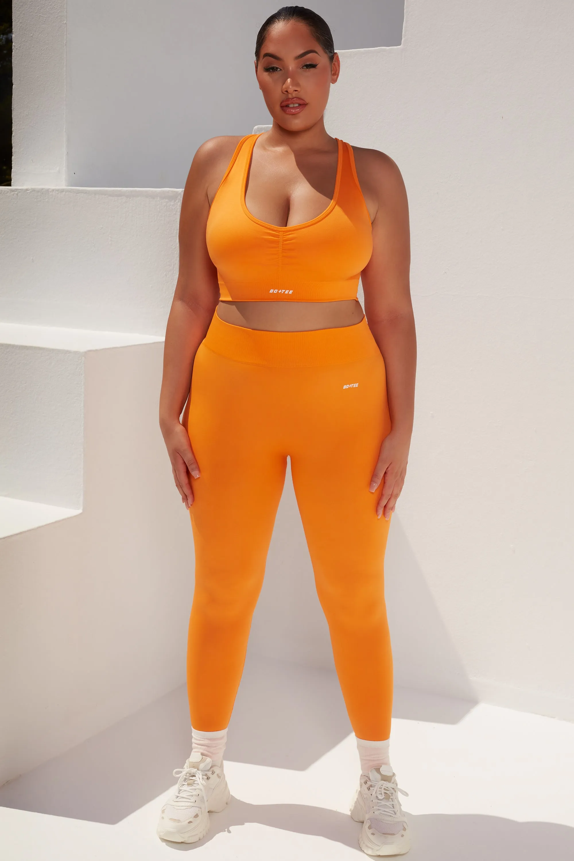 Surge Petite Curved Waist Seamless Leggings in Orange