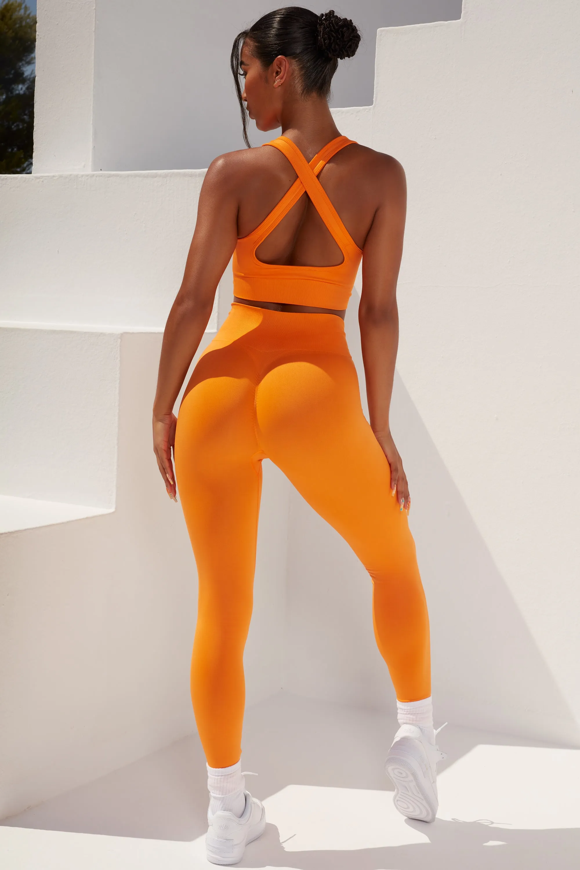 Surge Petite Curved Waist Seamless Leggings in Orange