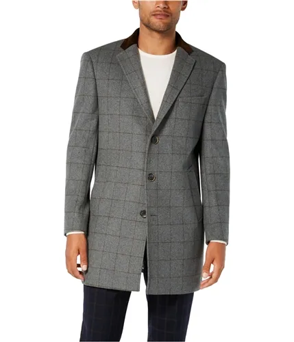 Tallia Mens Windowpane Overcoat Dress