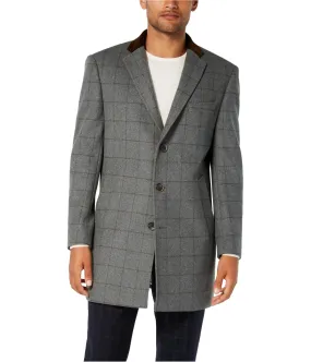 Tallia Mens Windowpane Overcoat Dress