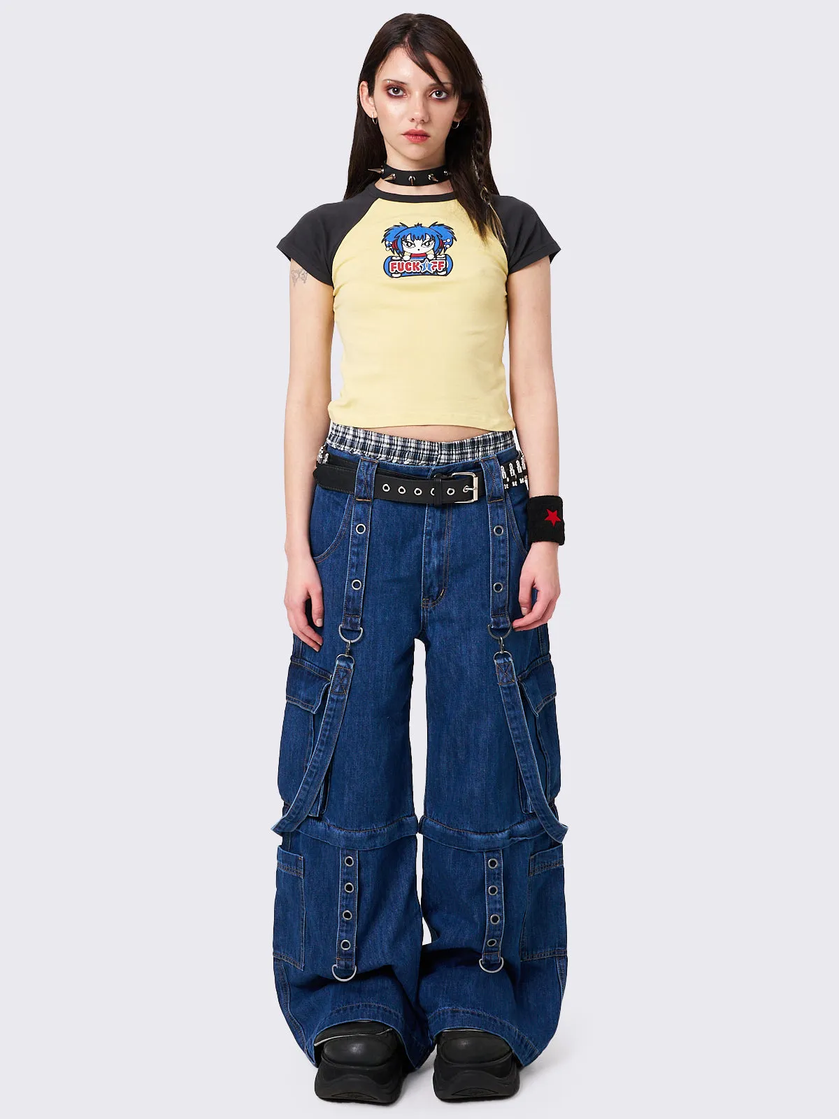 Trek Blue Wide Leg Cargo Jeans