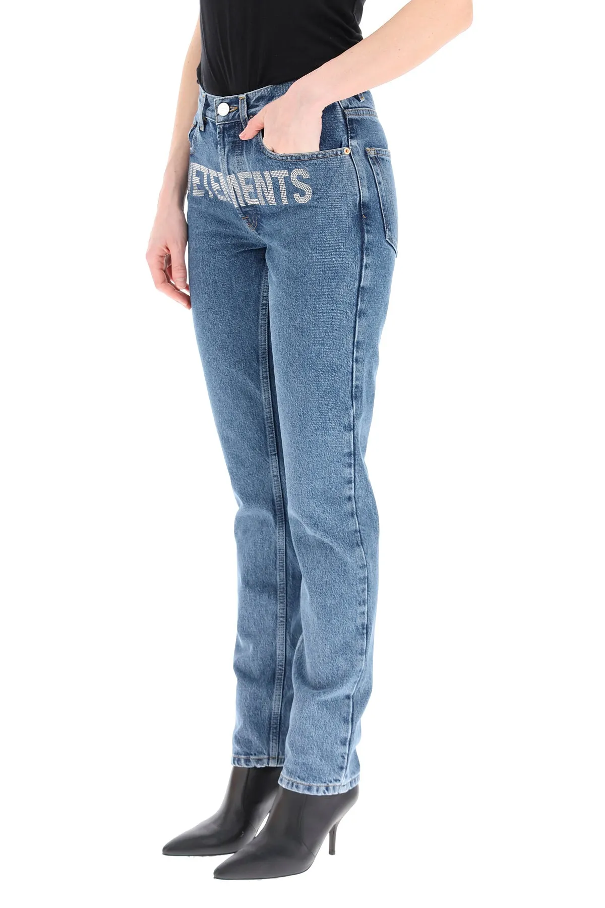 Vetements Logo Embellished Straight Leg Jeans