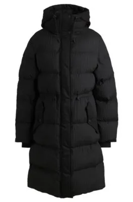 Water-repellent parka jacket in quilted corduroy-effect fabric