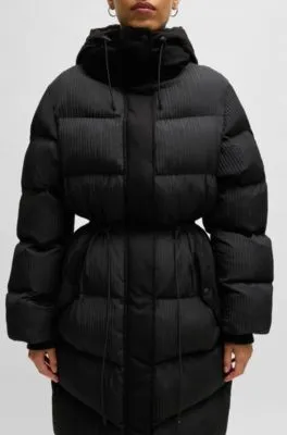 Water-repellent parka jacket in quilted corduroy-effect fabric