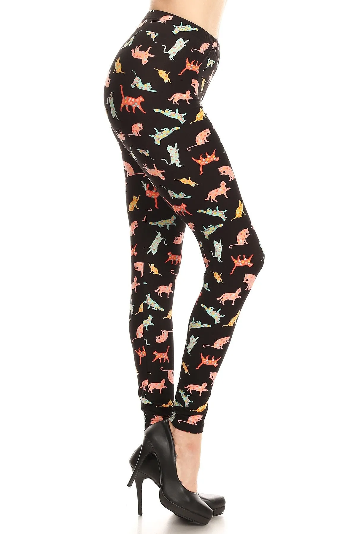 Women's 3 X 5X Playful Cats Pattern Printed Leggings