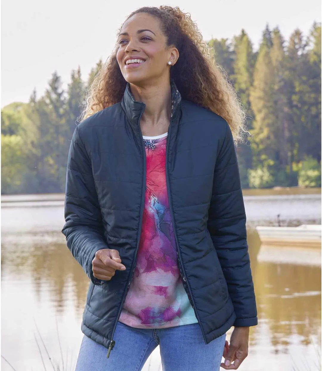 Women's Navy 2-In-1 Padded Jacket