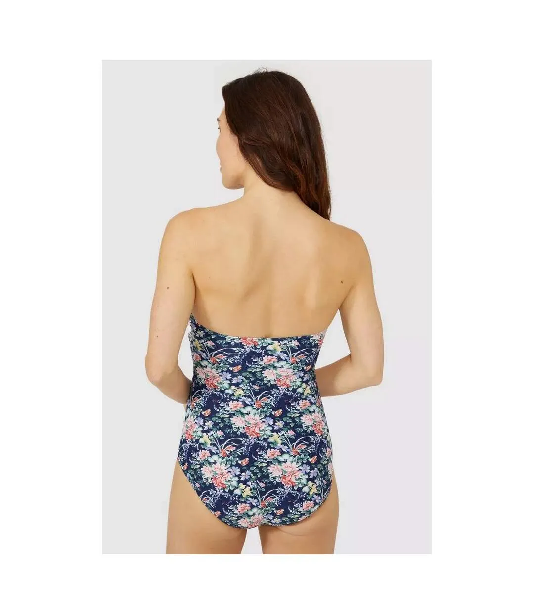 Womens/ladies floral bandeau one piece swimsuit navy Debenhams