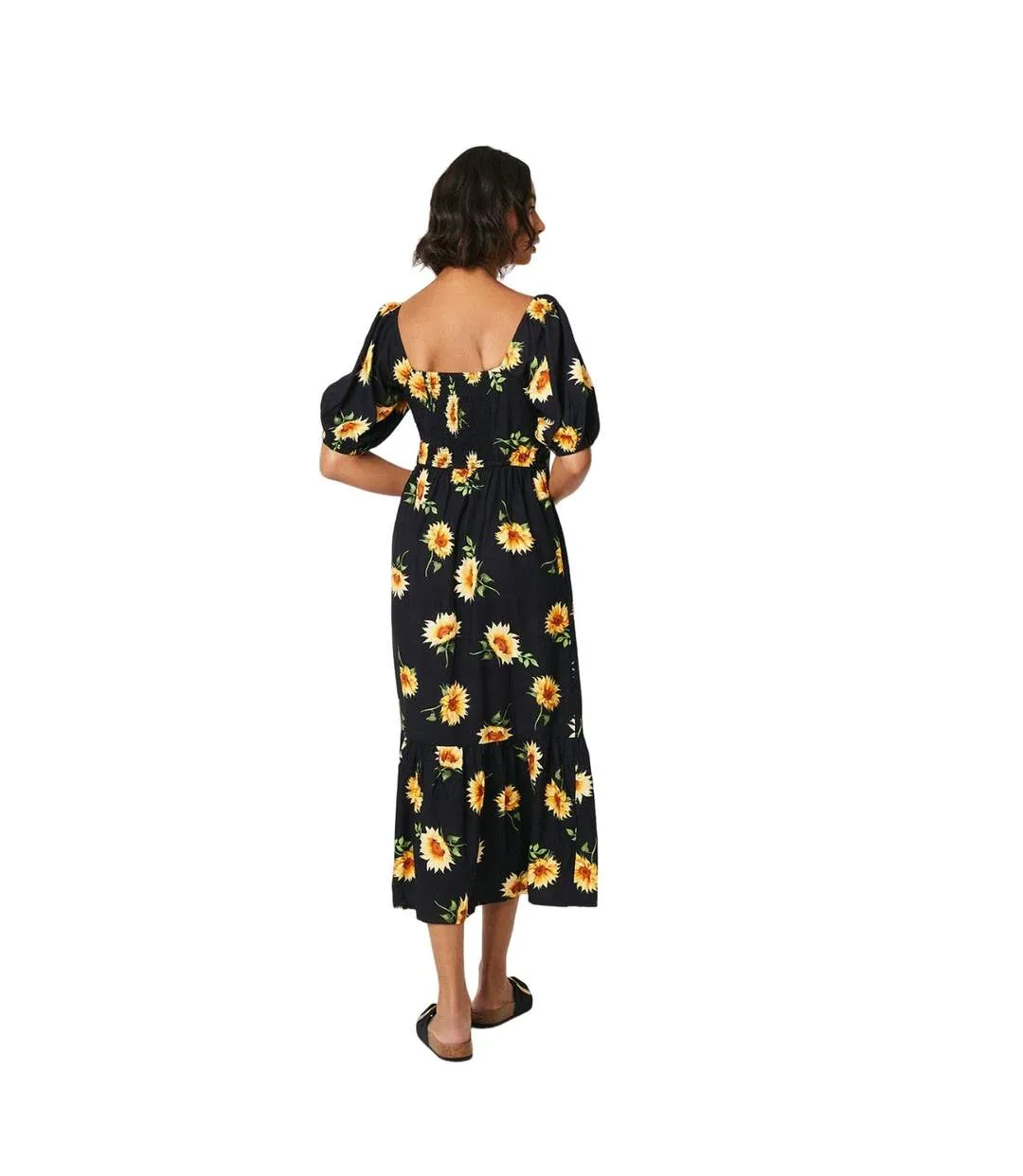 Womens/ladies floral button front midi dress black Dorothy Perkins