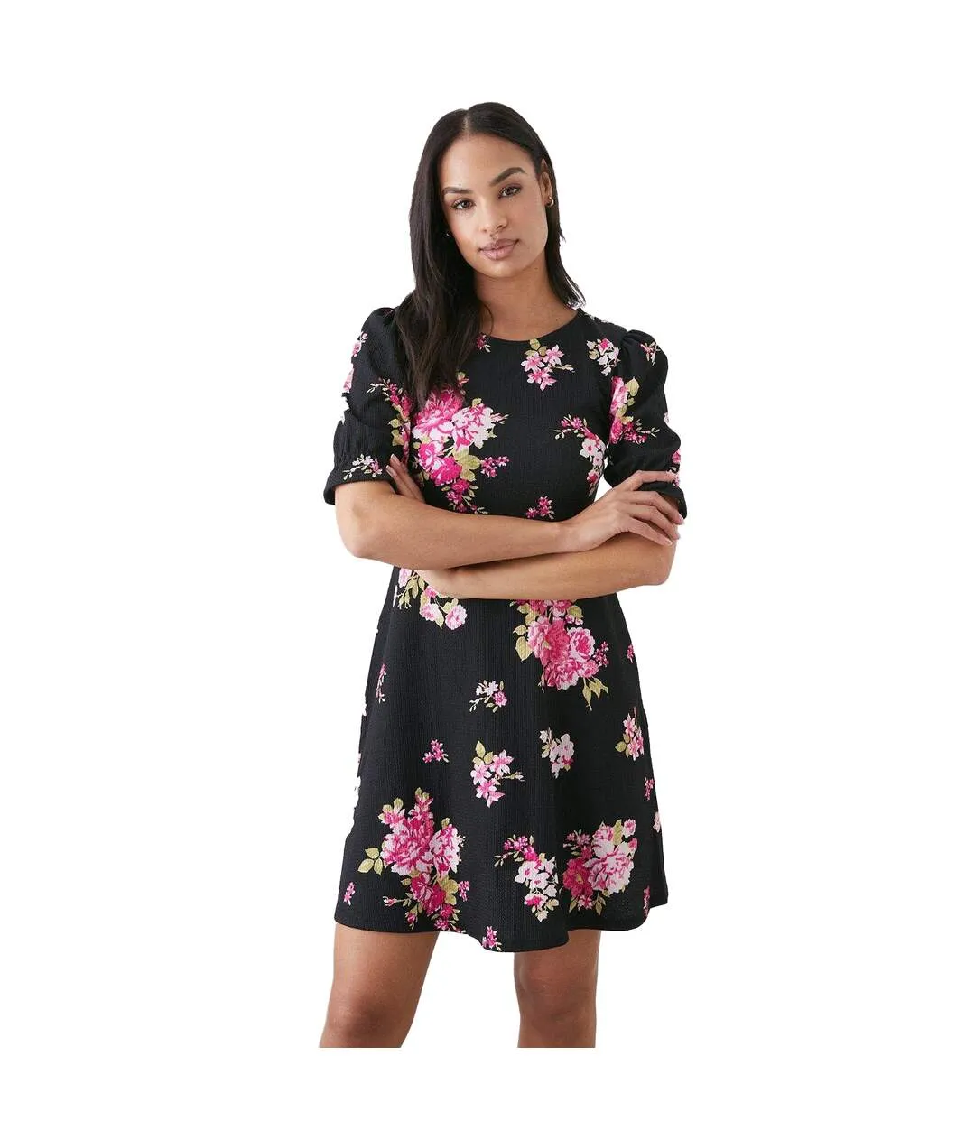 Womens/ladies spaced floral mini dress black Dorothy Perkins