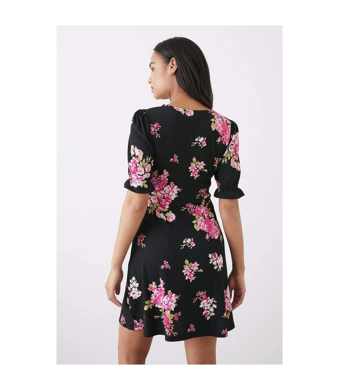 Womens/ladies spaced floral mini dress black Dorothy Perkins