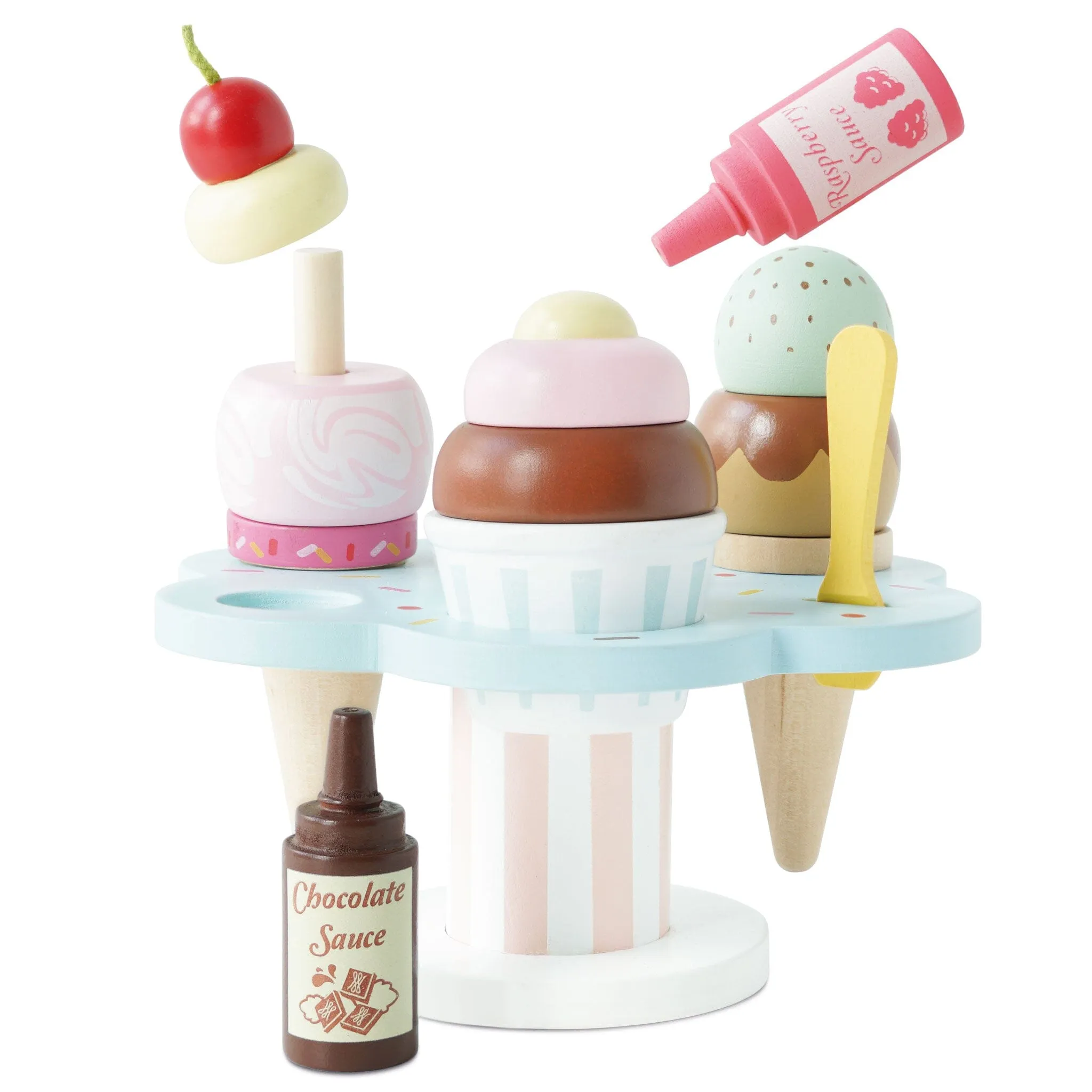 Wooden Ice Cream Stand & Toppings